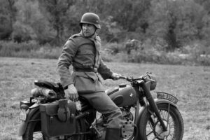 Nazi Soldier on a BMW motorbike
