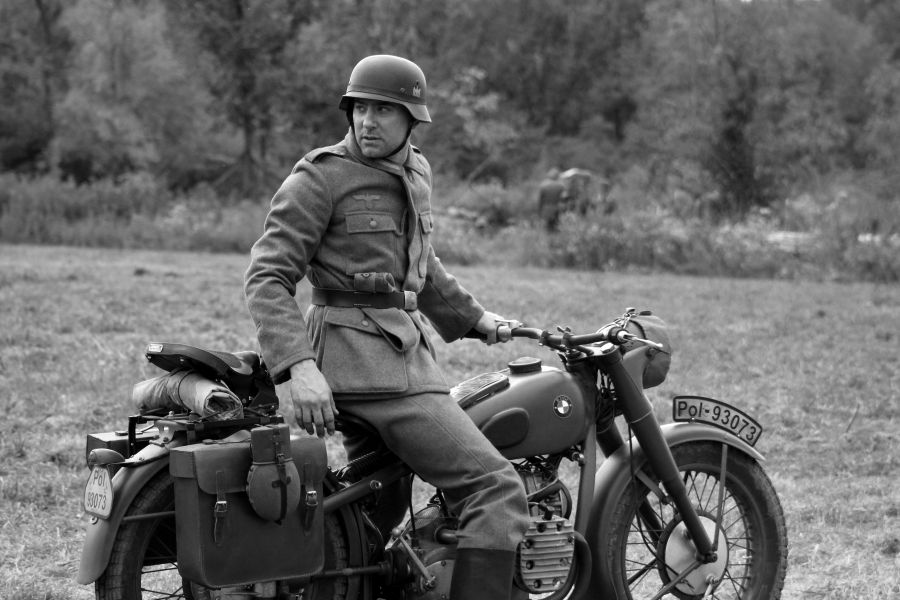 Nazi Soldier on a BMW motorbike